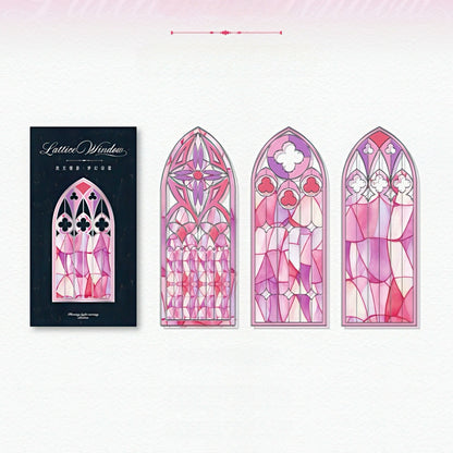 Lattice Stained Glass Window Plastic Bookmark Set