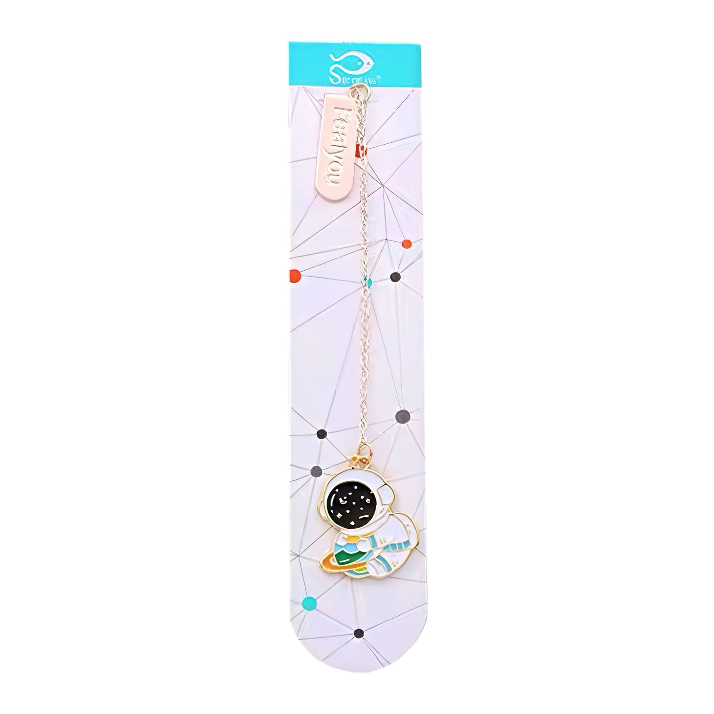 Astronaut Themed Metal Charm Bookmark