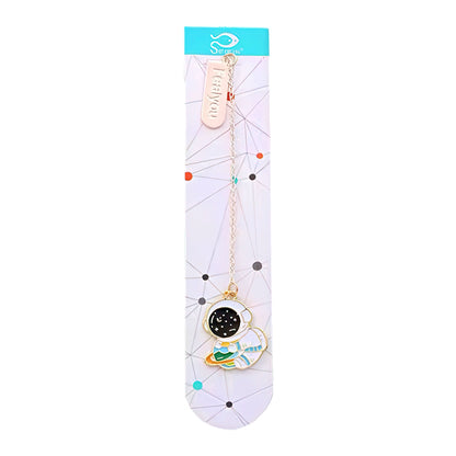 Astronaut Themed Metal Charm Bookmark