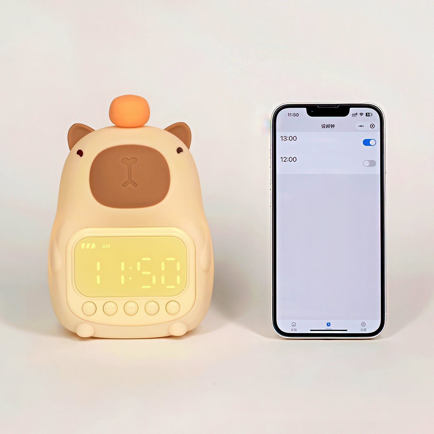 Cute Capybara Digital Alarm Clock with Nightlight