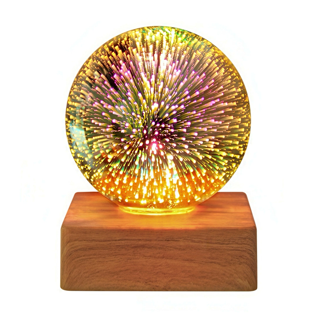 Glass Ball Nightlight with 3D Fireworks Effect