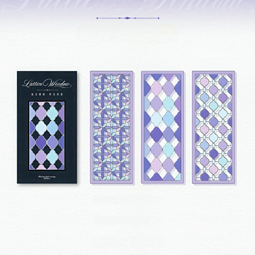 Lattice Stained Glass Window Plastic Bookmark Set