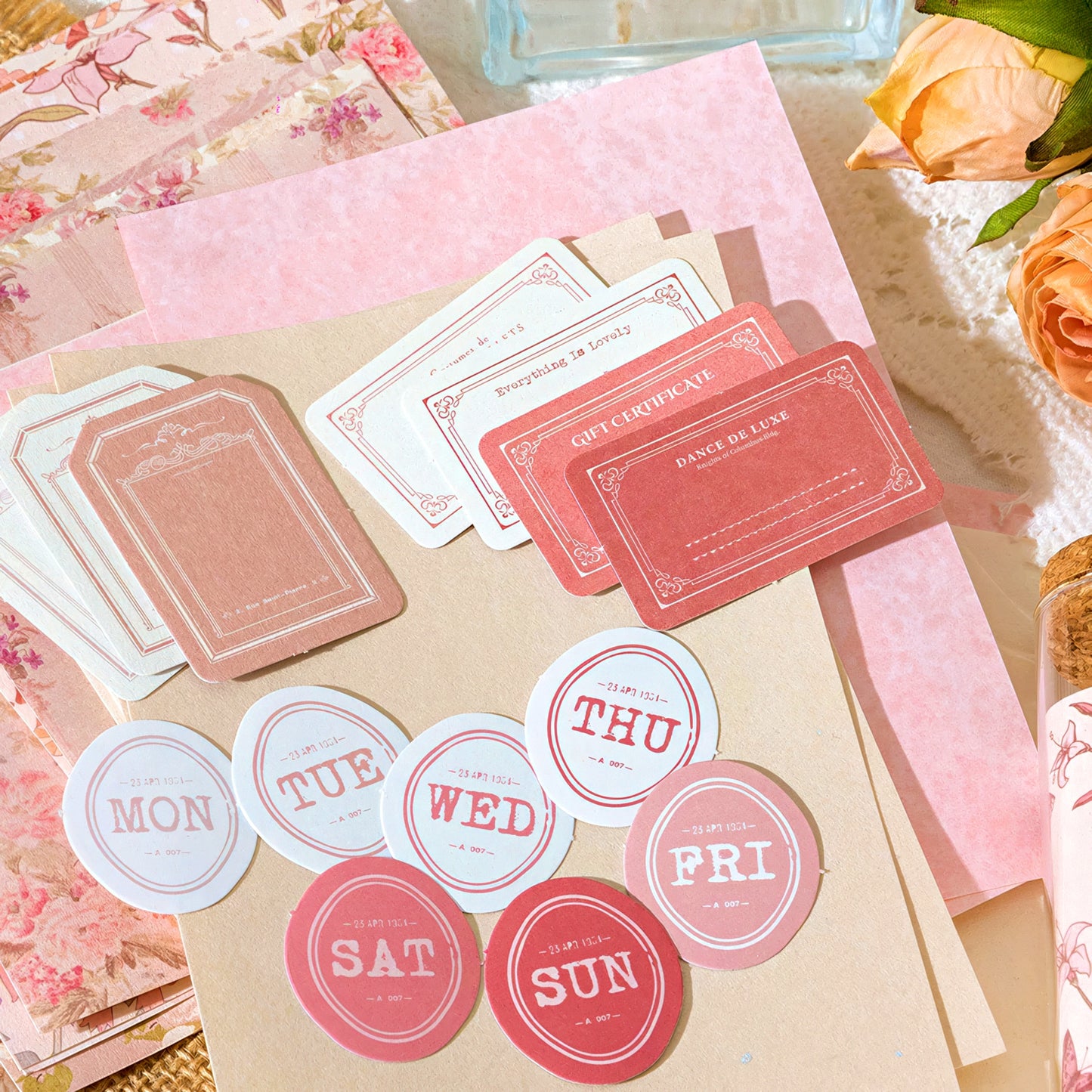 Vintage Floral Themed Scrapbook Paper Set