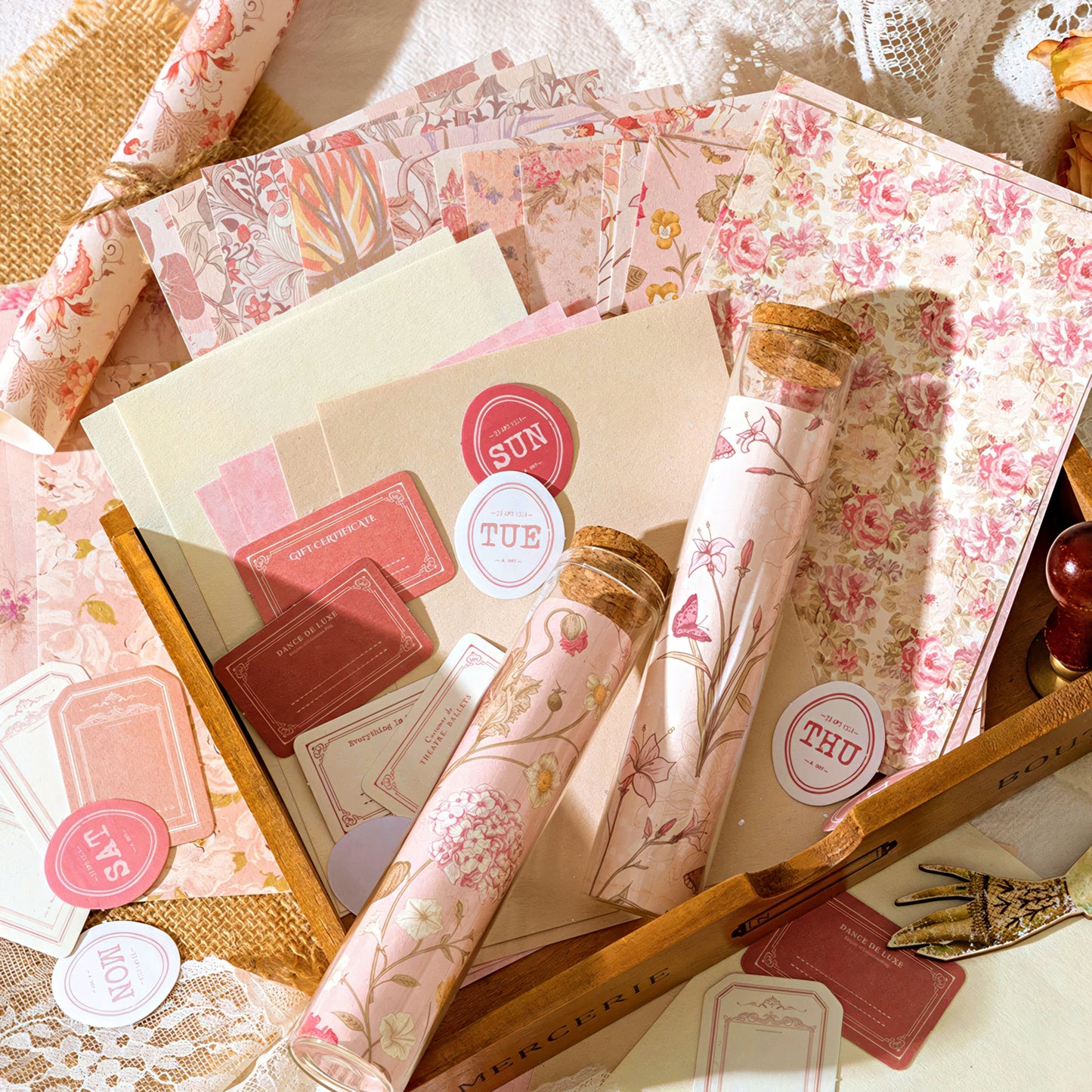 Vintage Floral Themed Scrapbook Paper Set