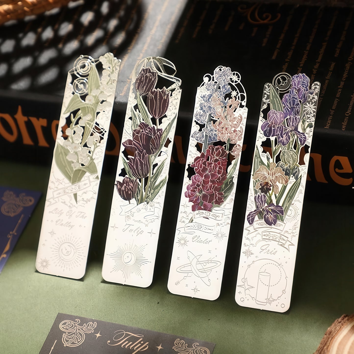 Romantic Flowers Metal Bookmark