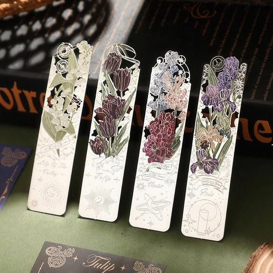 Romantic Flowers Metal Bookmark
