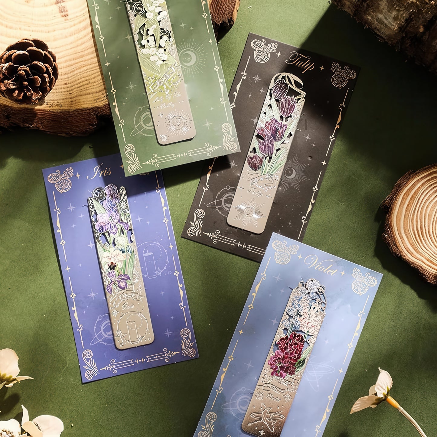 Romantic Flowers Metal Bookmark