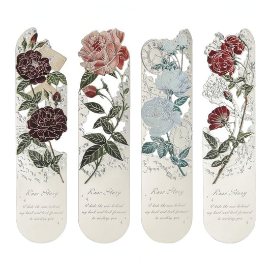 Romantic Flowers Metal Bookmark