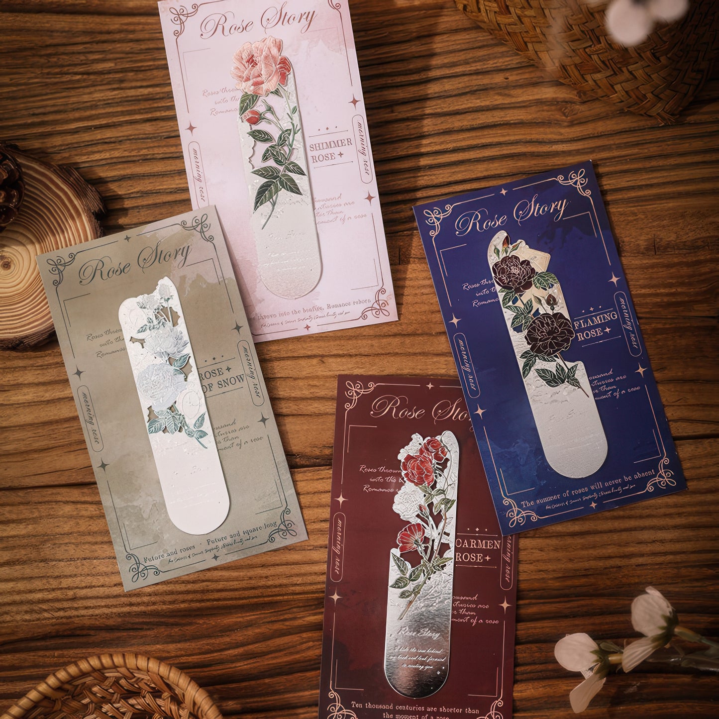 Romantic Flowers Metal Bookmark