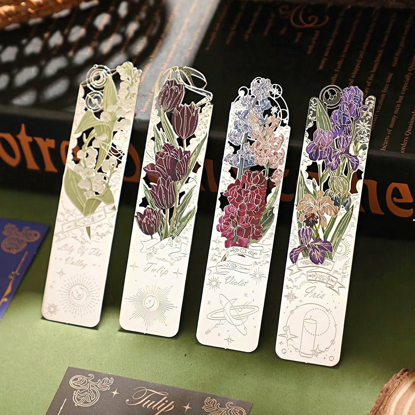 Romantic Flowers Metal Bookmark