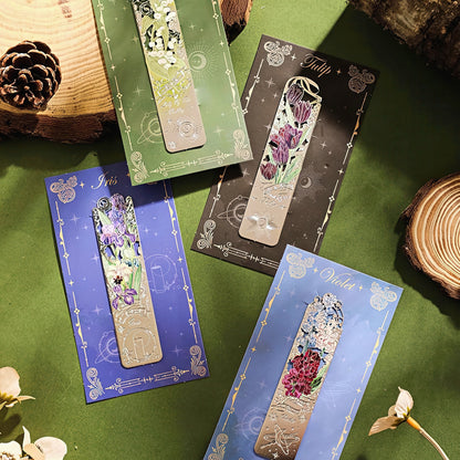 Romantic Flowers Metal Bookmark