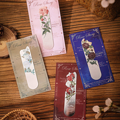 Romantic Flowers Metal Bookmark