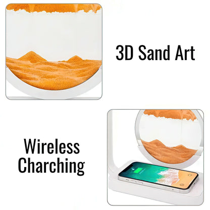 3D Moving Sand Art with Nightlight and Wireless Charging