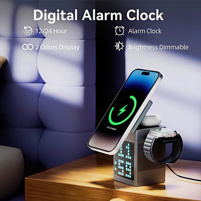 6 in 1 Wireless Charging Station with Pixel Display and Bluetooth Speaker