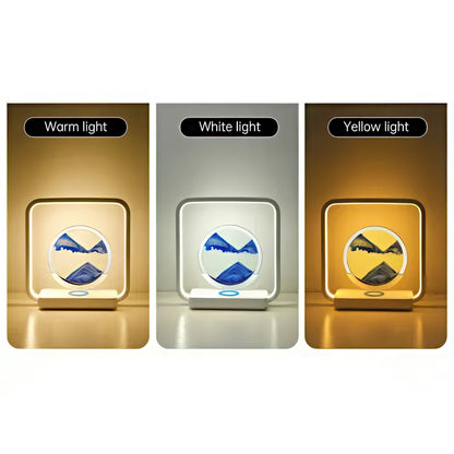 3D Moving Sand Art with Nightlight and Wireless Charging