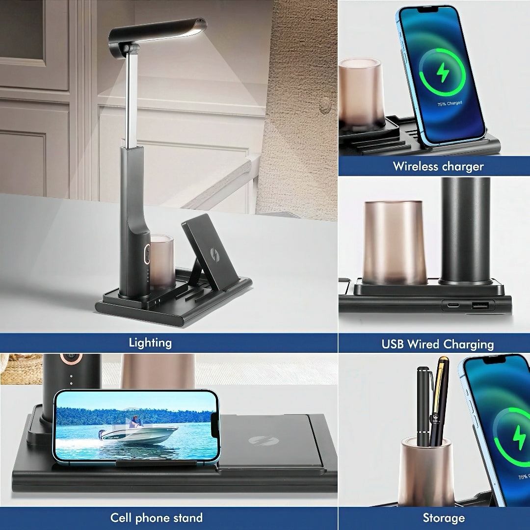 Desk Lamp with Wireless Charging & Pen Holder