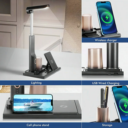 Desk Lamp with Wireless Charging & Pen Holder