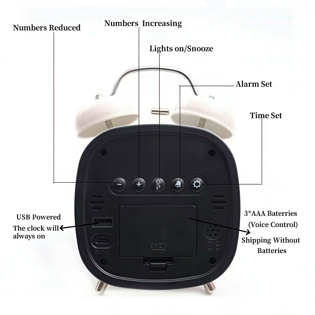 Digital Alarm Clock with Double Bell