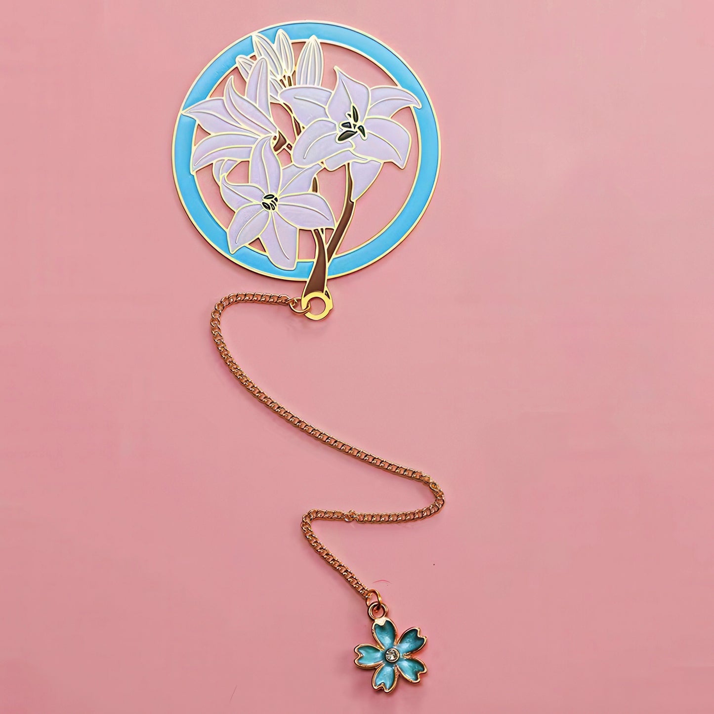 Exquisite Flower Enamel Metal Bookmark