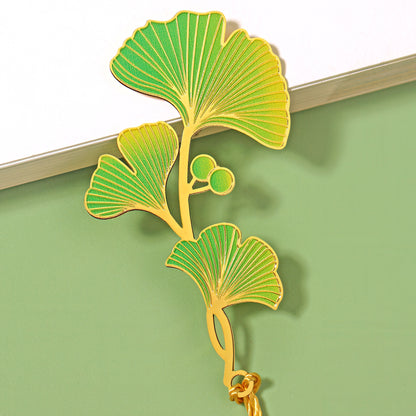 Leaf and Flower Shaped Metal Bookmark