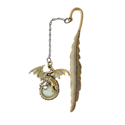 Luminous Feather and Dragon Metal Bookmark