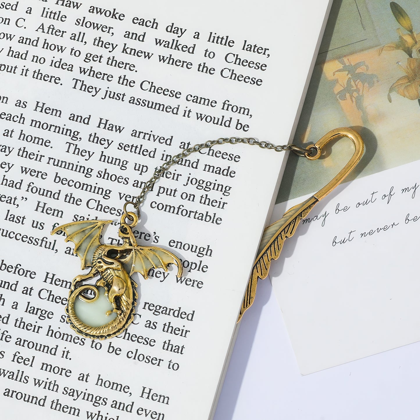 Luminous Feather and Dragon Metal Bookmark