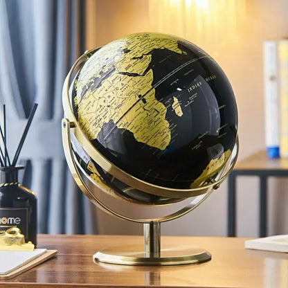 World Globe with Metal Arc and Base