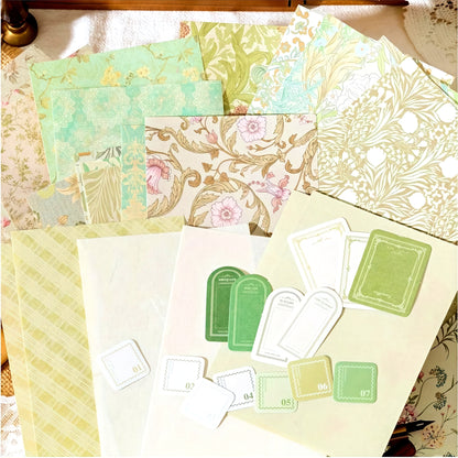 Vintage Floral Themed Scrapbook Paper Set
