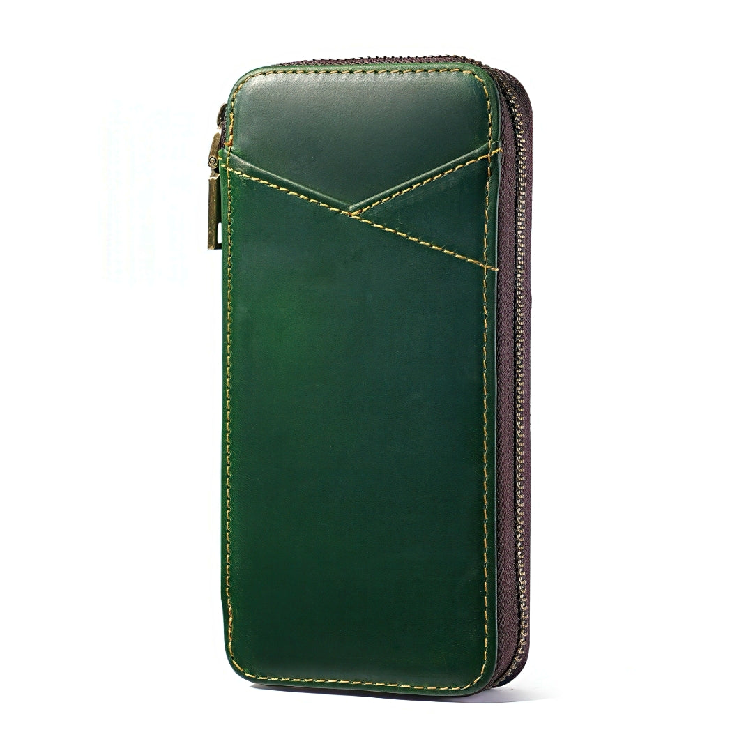 Multi Compartments Dyed Cowhide Leather Pen Case