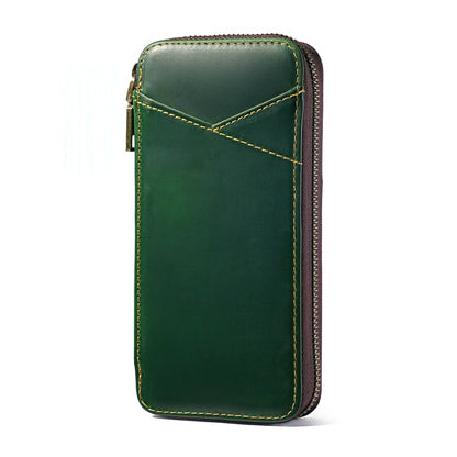 Multi Compartments Dyed Cowhide Leather Pen Case