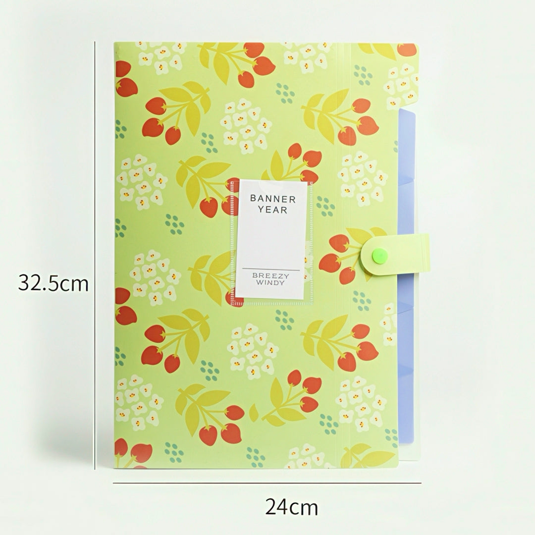 Retro Floral Large Capacity File Folder