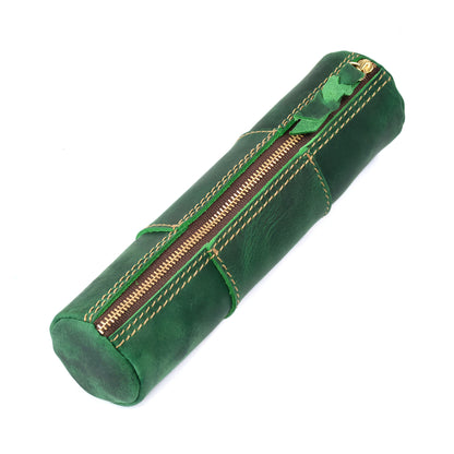 Dyed Cowhide Zipper Pencil Case