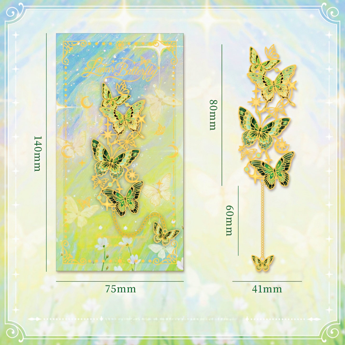 Starry Butterfly Themed Metal Bookmark