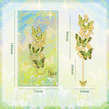 Starry Butterfly Themed Metal Bookmark