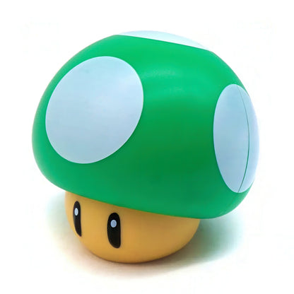 Super Mario green mushroom lamp on a white background