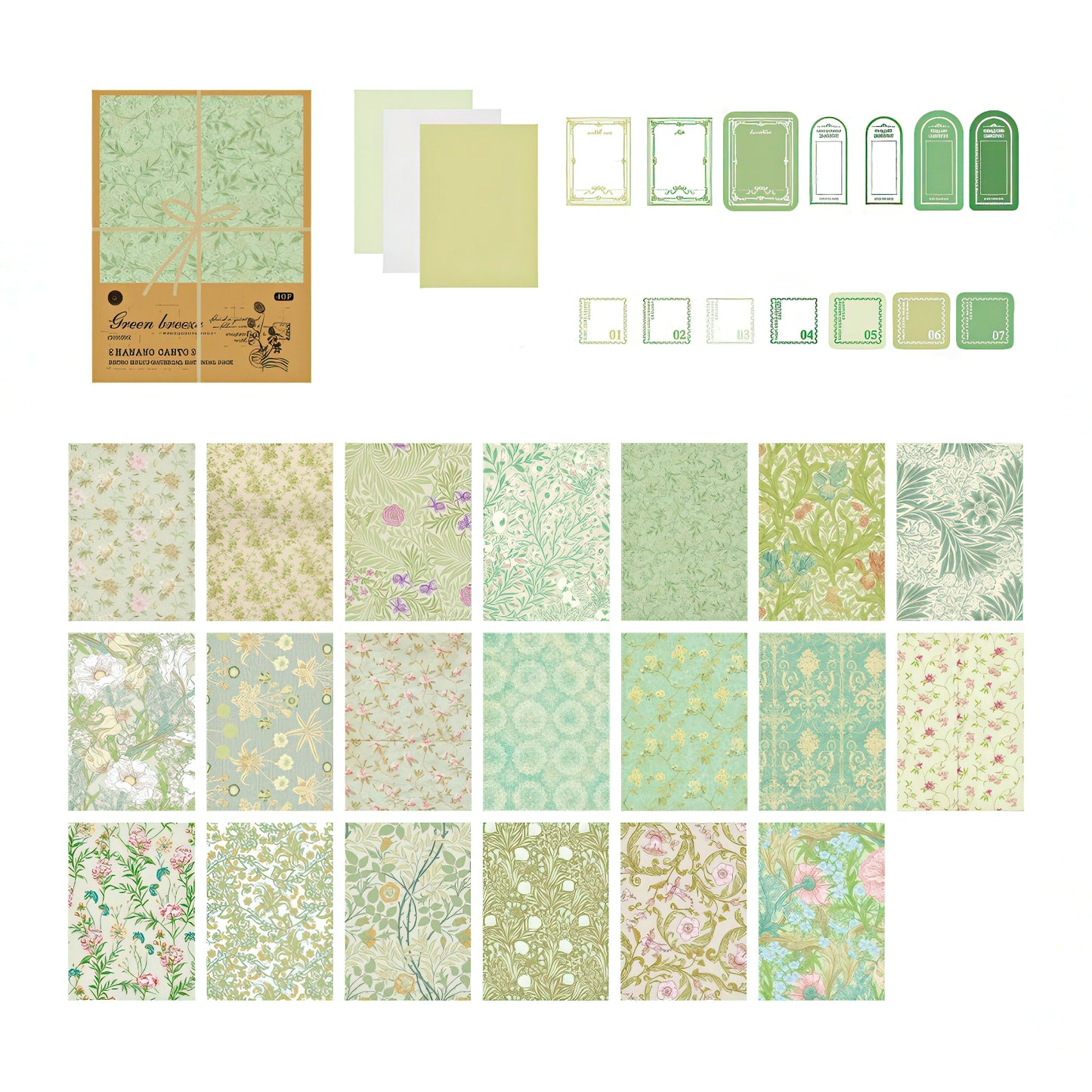 Vintage Floral Themed Scrapbook Paper Set