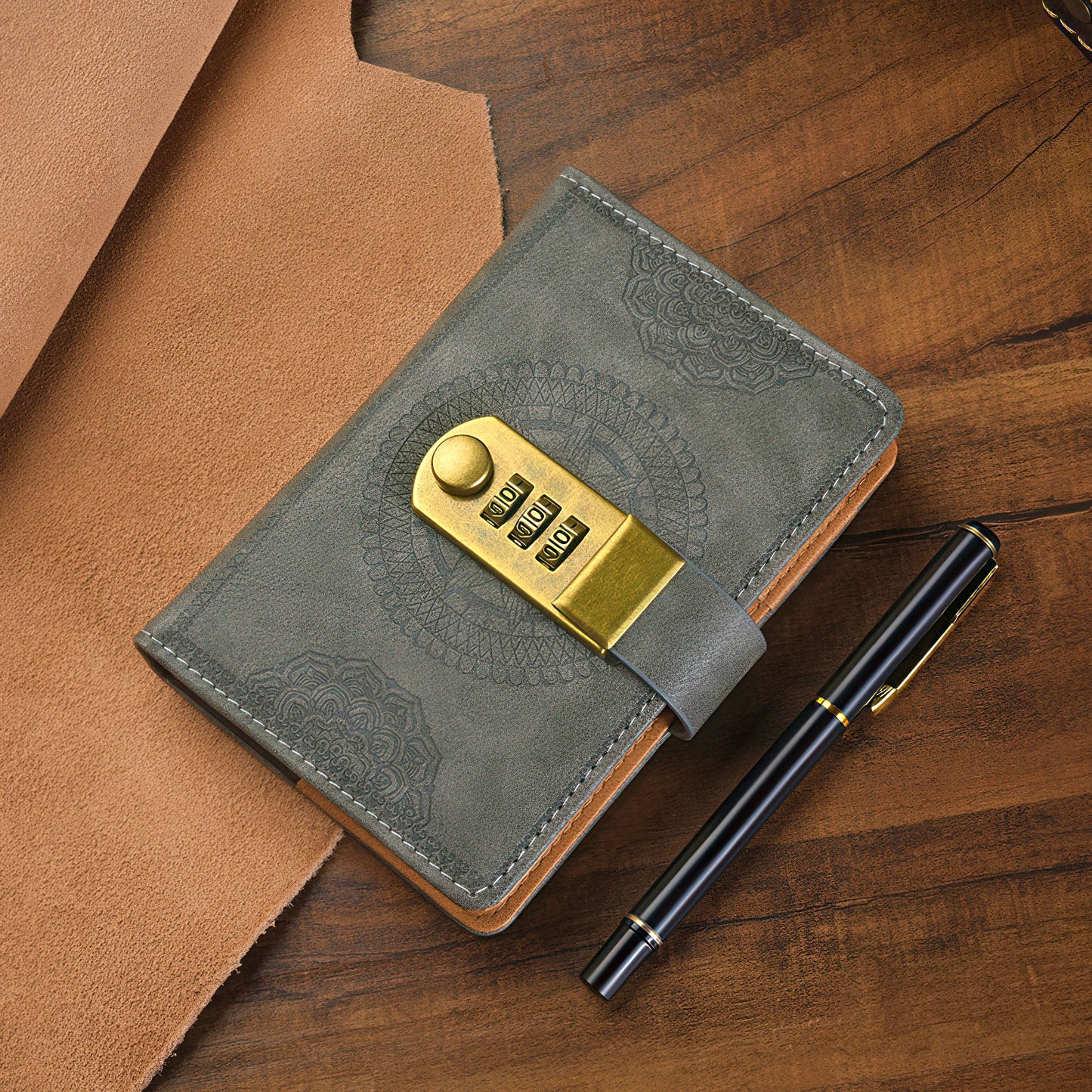 A6 Retro Style Pocket Notebook with Combination Lock