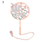 Chinese Retro Style Folding Fan Brass Bookmark Tasseled Hollow Out Book Clip Pagination Mark Stationery School Office Supply