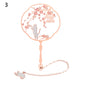 Chinese Retro Style Folding Fan Brass Bookmark Tasseled Hollow Out Book Clip Pagination Mark Stationery School Office Supply