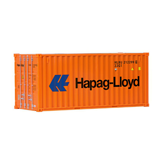 Orange shipping container shaped pen holder on a white background