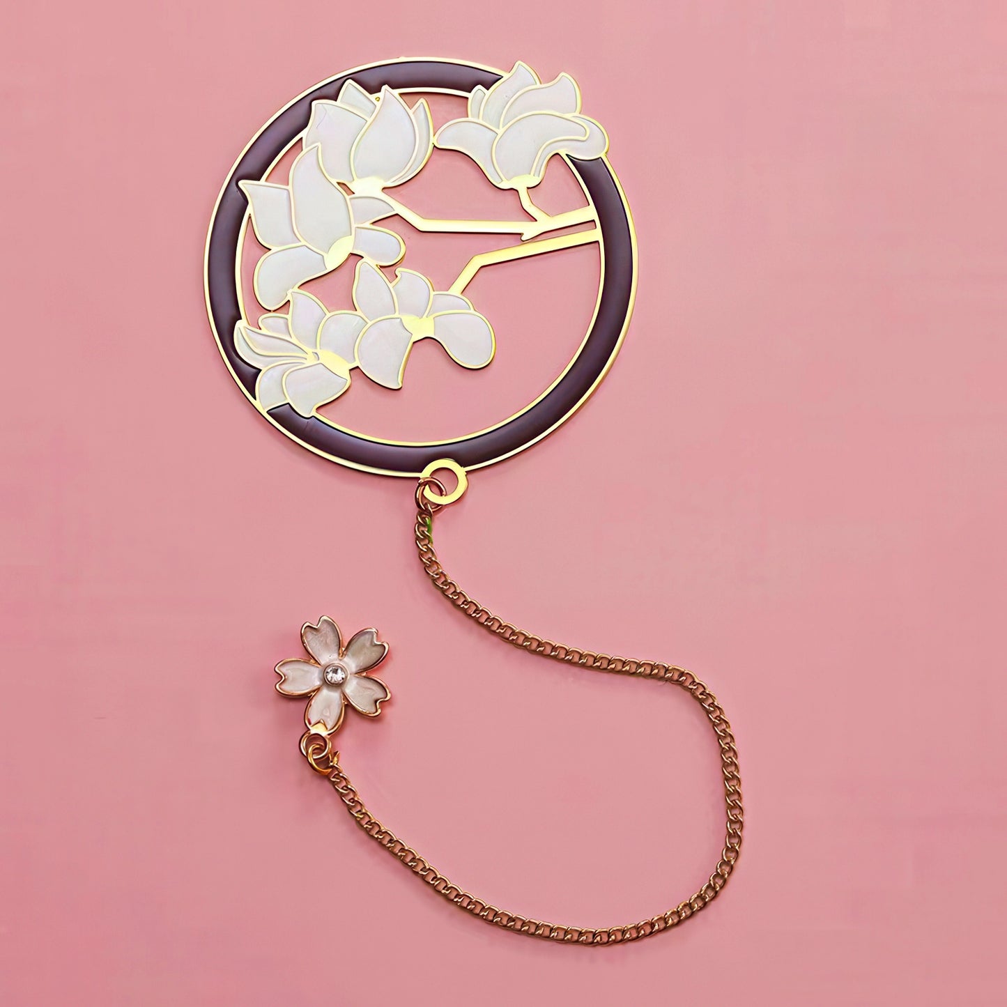 Exquisite Flower Enamel Metal Bookmark