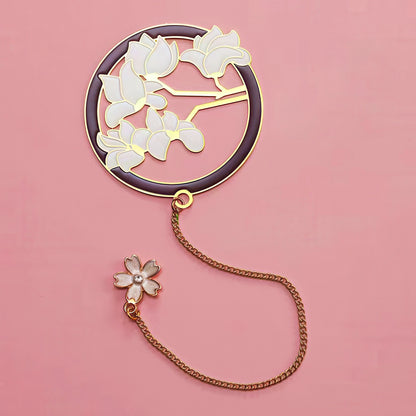 Exquisite Flower Enamel Metal Bookmark