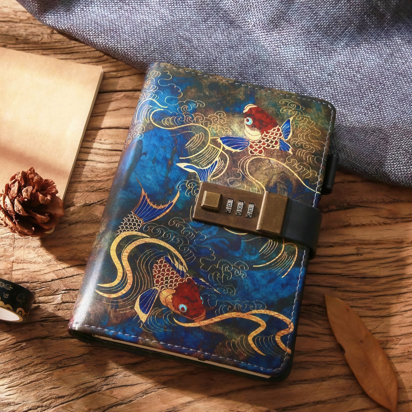 Retro Chinese Style Loose-leaf Notebook with Combination Lock
