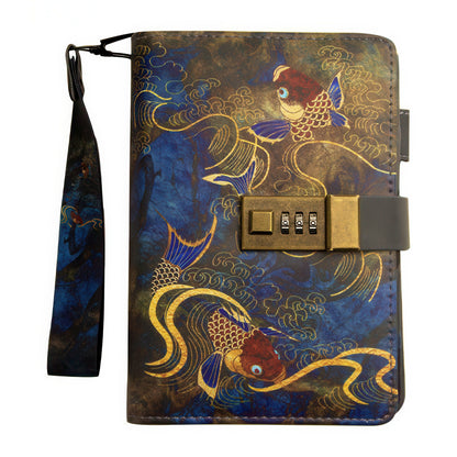 Retro Chinese Style Loose-leaf Notebook with Combination Lock