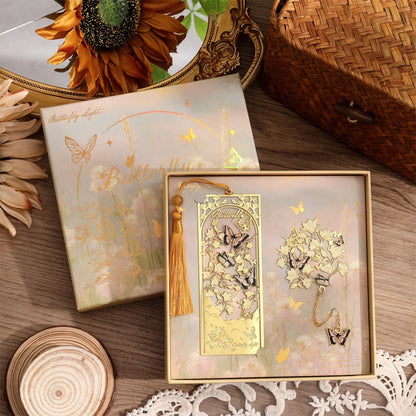 Dreamy Butterflies with Flowers Metal Bookmark