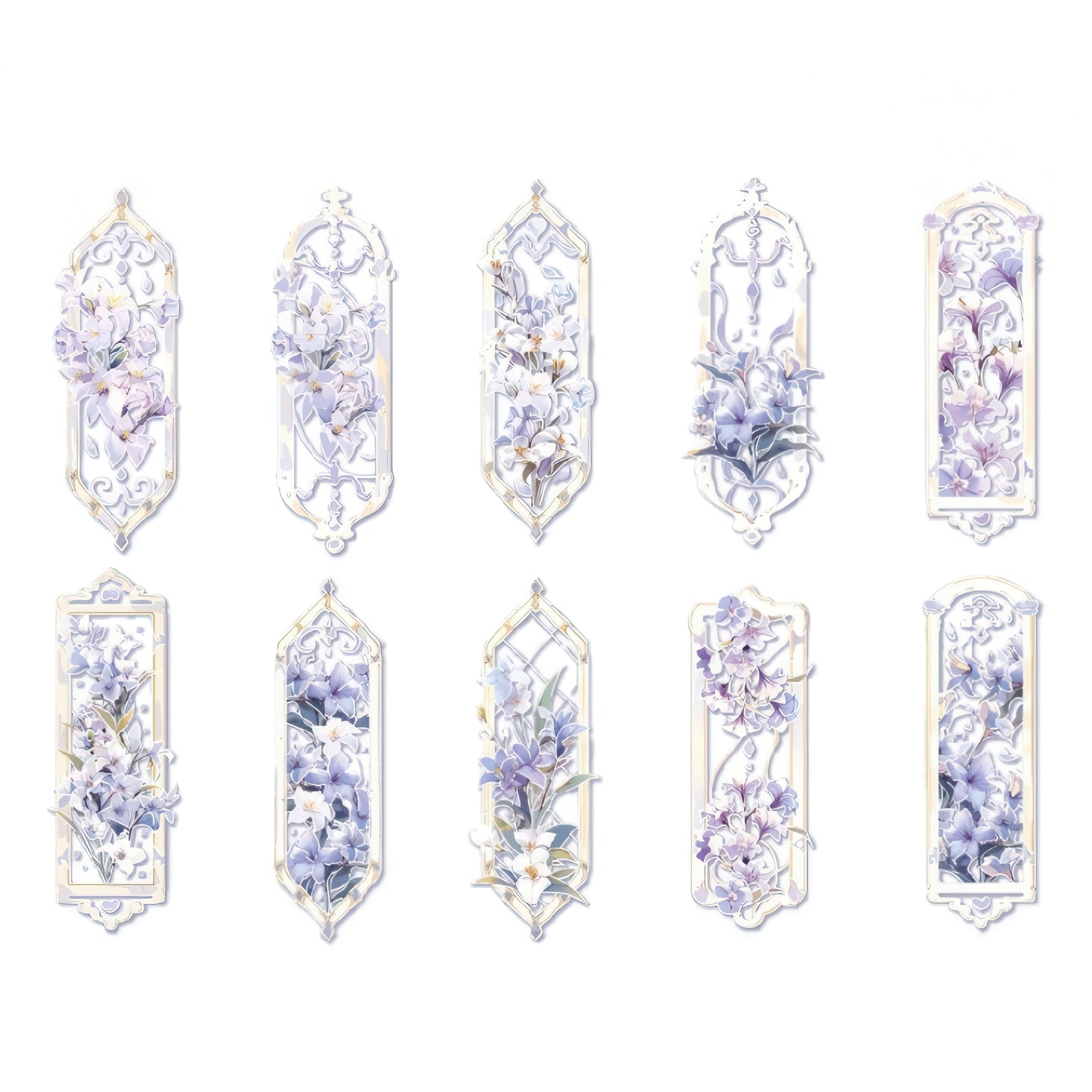 Vintage Floral Themed PVC Bookmark Set