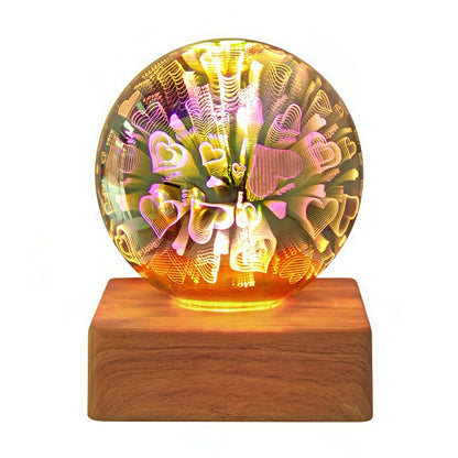 Glass Ball Nightlight with 3D Fireworks Effect