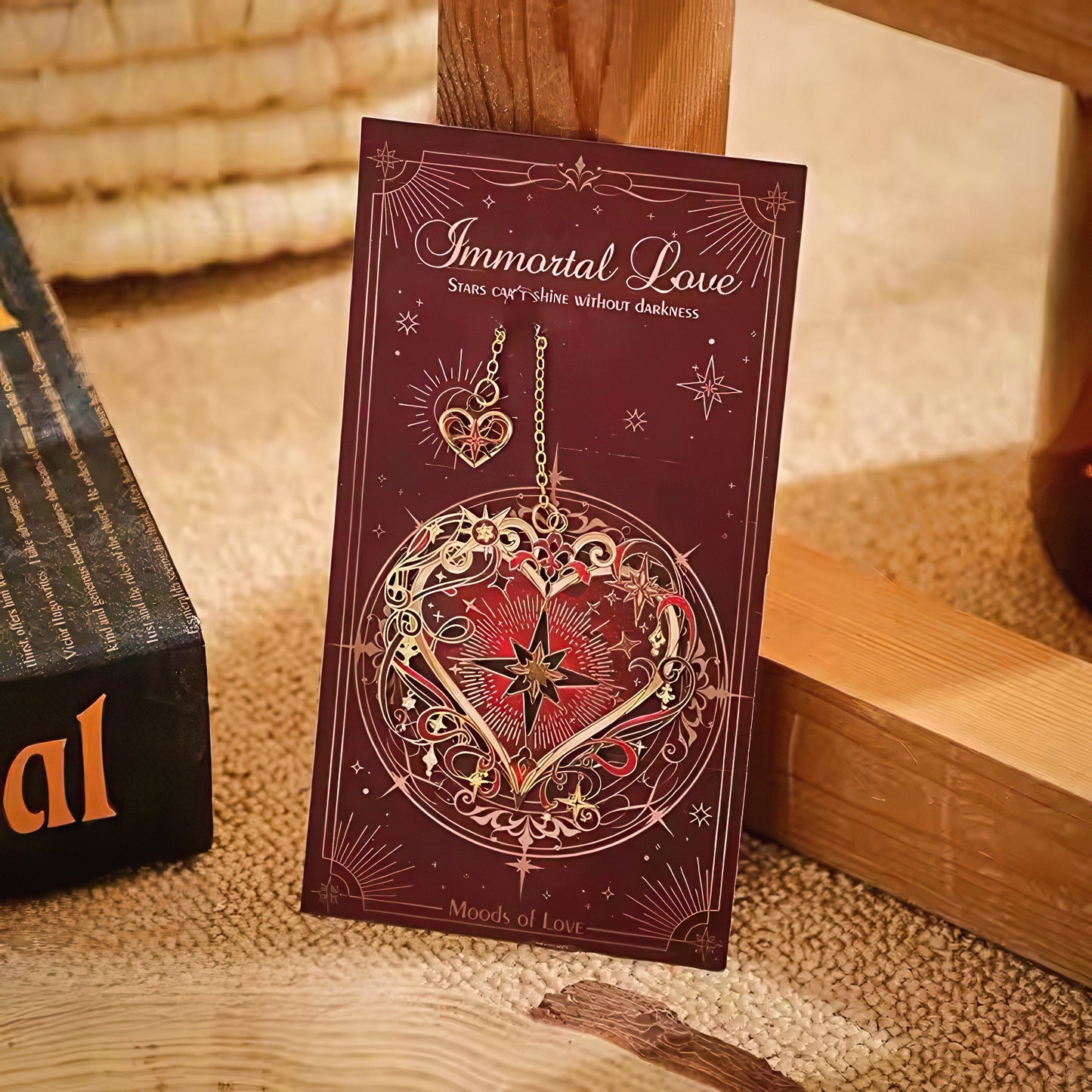 Intricate Floral and Stars Themed Metal Bookmark