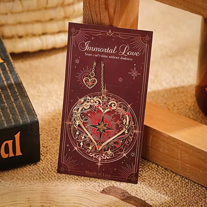 Intricate Floral and Stars Themed Metal Bookmark