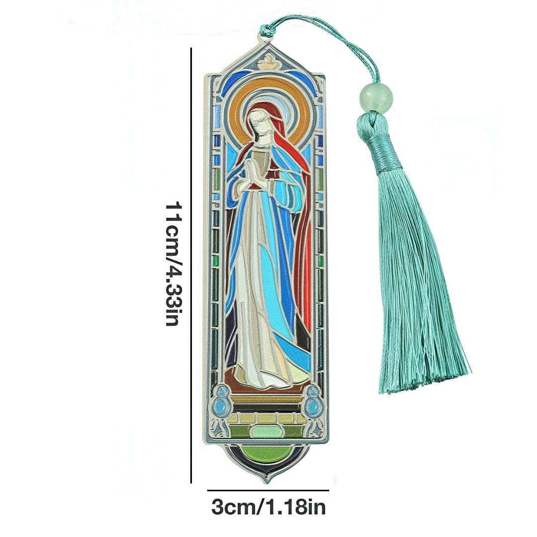 Vintage Metal Bookmark with Stained Glass Design
